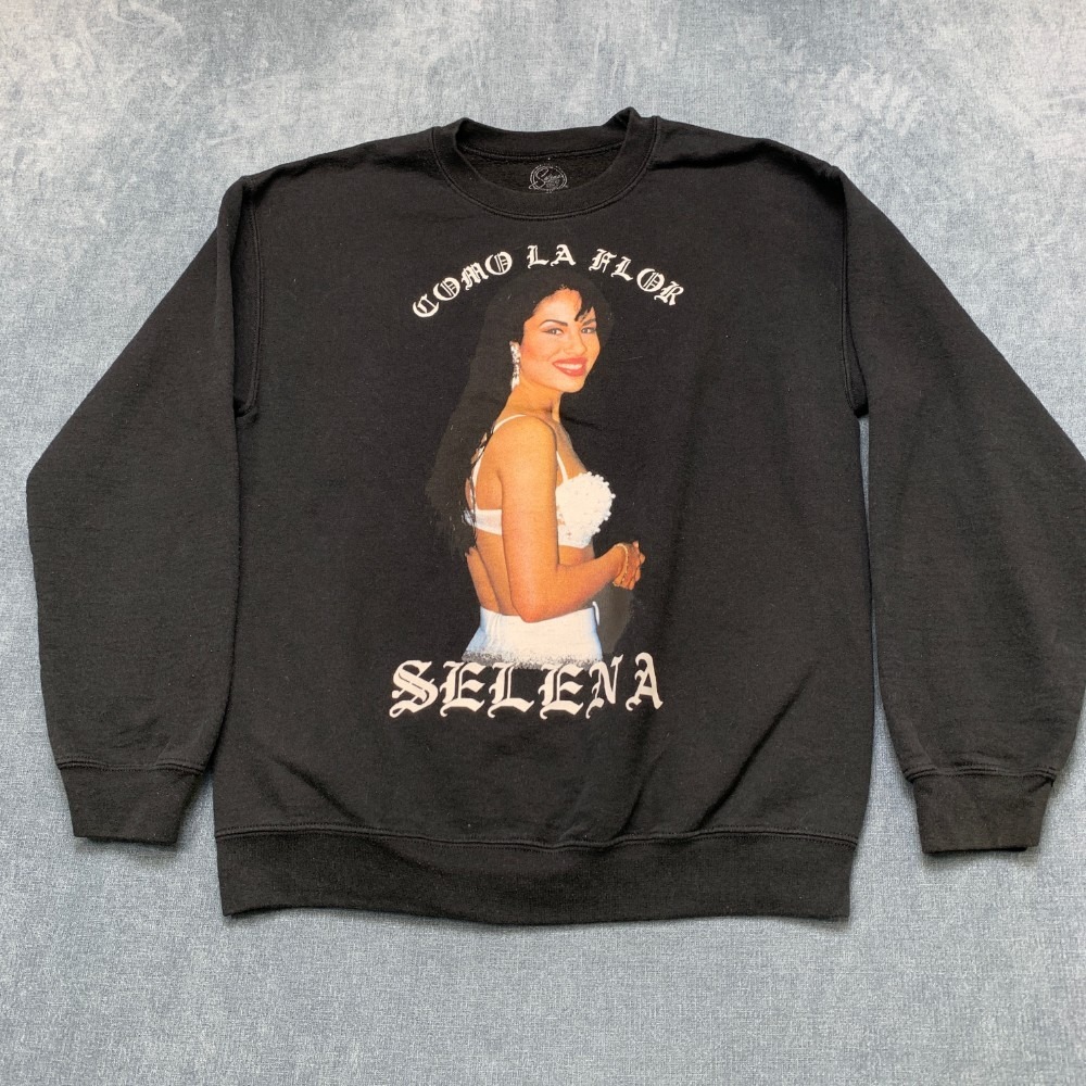 Selena Como La Flor Sweatshirt Mens Medium Black Fleece Lined Cotton Graphic